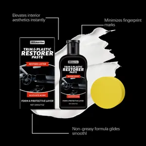 Car interior plastic trim restorer paste kit, 200g dashboard care polish wax cleaner.