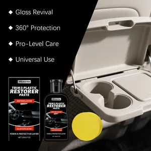Hikmarion car interior trim restorer paste detail showing the 200g plastic care cream and sponge