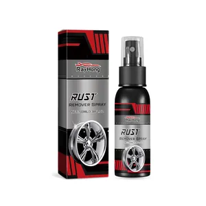 Rayhong car wheel rust remover spray 100ml effectively cleans metal rust and restores shine.