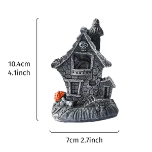 Handgefertigte Halloween-Geisterhaus-Deko aus Harz, Maße 10,4 cm x 7 cm für die Dekoration