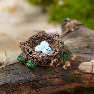 Miniatur Harz Vogelnest Figur Dekoration für Sukkulenten Töpfe und Garten Deko Requisiten