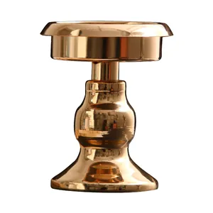 Elegant French minimalist gold metal candle holder for dinner table and hotel decor