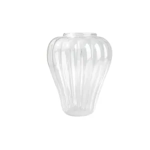 Elegante jarrón de cristal transparente con forma de calabaza para arreglos minimalistas