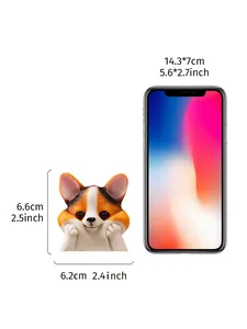 Cute 3D resin Corgi dog face wall sticker decoration shown with size measurements