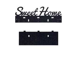 Minimalistische zwarte houten Sweet Home wand gemonteerde sleutelhouder en haak