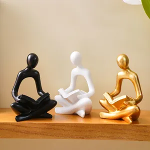 Modern Minimalist Reading Figure Statue Resin Abstract Thinker Sculpture Character Ornament For Bookshelf Office Home Desk Decoration