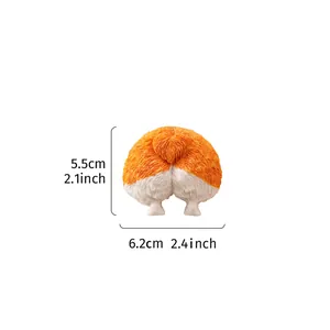 Detailed view of corgi butt resin ornament with dimensions 5.5cm height and 6.2cm width