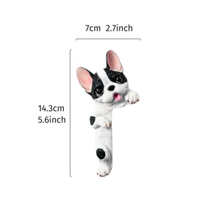 Accurate dimensions provided for this cute 3D resin French Bulldog peeking wall sticker