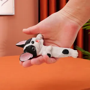 Hand-held 3D resin French Bulldog miniature for wall switch decoration and home accent