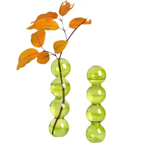Kreative grüne blasenförmige Glasvase für moderne florale Arrangements zu Hause