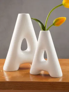 Modern white A-shaped resin vase set for minimalist home and office floral decoration