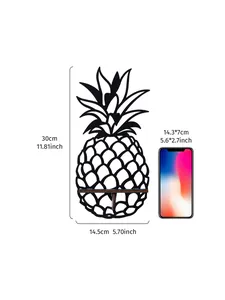Dimensions détaillées de l'étagère murale décorative en bois en forme d'ananas noir