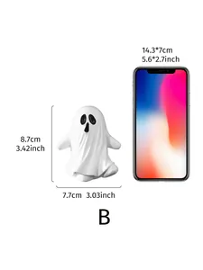 Décoration fantôme d'Halloween en résine, comparaison de taille avec smartphone