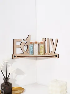 Decorative wooden paulownia corner shelf featuring a creative Family letter design