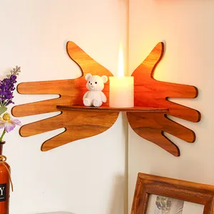 Minimalistische Houten Handvormige Hoekplank Decoratieve Wandmontage Displayplank Voor Thuis Slaapkamer Woonkamer Keuken Opslag