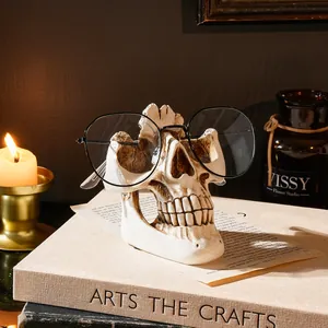 Handgefertigter Vintage Harz Totenkopf Brillenhalter für Halloween Heimdekoration