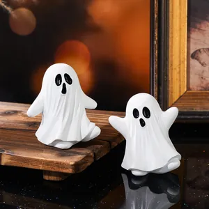 Lot de deux figurines de fantômes d'Halloween en résine pour décor de fête effrayant