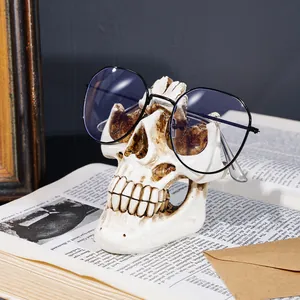 Halloween Totenkopf Brillenhalter aus Harz und gothische Tischdekoration Ornament