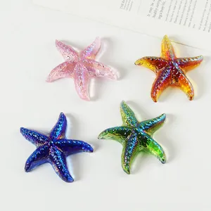 Adornos de estrellas de mar de cristal iridiscente de colores para decoración de fiestas