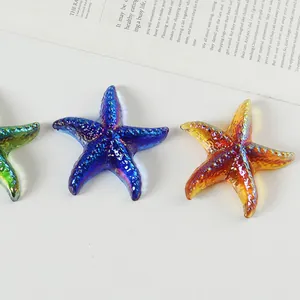 Estrellas de mar de cristal iridiscentes para decoraciones de fiestas marinas