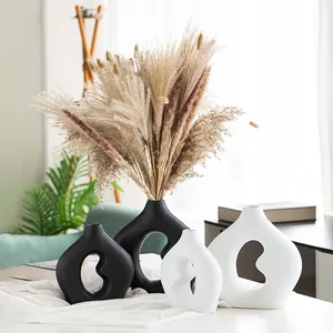 Moderner Minimalistischer Harz Hohl Bohnenförmige Vase Matte Abstrakte Geometrische Blumenvase Für Zuhause Büro Wohnzimmer Deko