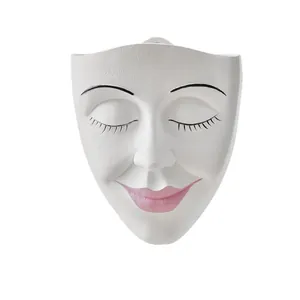 Minimalist white human face resin flower pot for indoor succulent wall hanging home decor