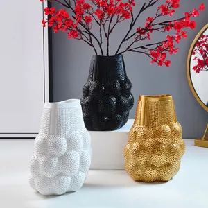 Moderne Mesh Strukturierte Loch Harz Vase Für Home Decor Minimalistische Kunst Blumenarrangement Hydroponische Gold Schwarz Weiß Vasen Geschenk