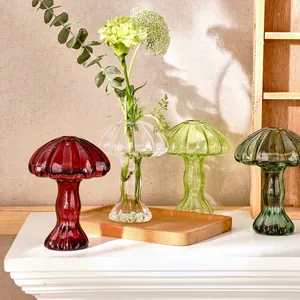 Jarrones de vidrio con forma de hongo estilo nórdico para decoración creativa del hogar moderna