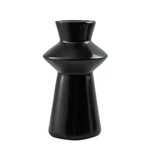 Minimalist modern black lighthouse-shaped resin decorative vase for home and office decor