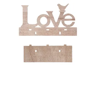 Creative wooden wall hook rack featuring a bird and 'Love' design for home storage