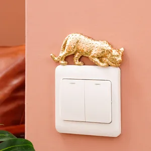 Luxury 3D golden leopard resin wall sticker for home light switch decoration and accent