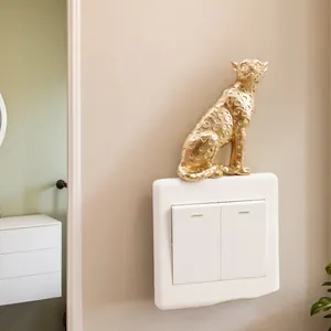 Elegant golden leopard resin wall sticker decoration for light switch panel in minimalist home