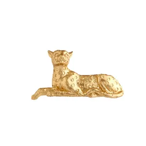 Modern 3D gold resin leopard figurine for home wall and light switch decoration