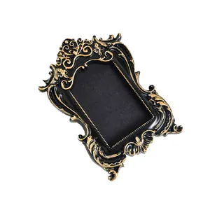 Vintage European style mini black and gold magnetic picture frame for wall decor