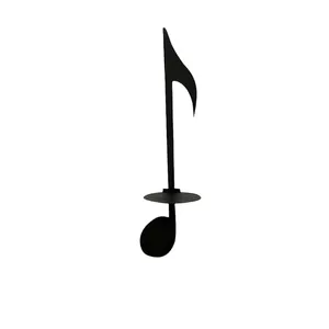 Minimalist black iron eighth note silhouette musical wall candle holder for home decor