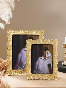 Antike goldene Fotorahmen im europäischen Stil mit Palmblatt in den Größen 6x8 und 8 Zoll