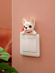 Cute French Bulldog resin light switch sticker on pink wall for home wall decoration