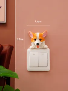 Close-up of a cute 3D Corgi dog resin wall sticker decor with dimensions 7.1cm by 6.7cm