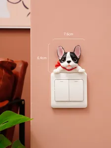Adorable 3D French Bulldog resin light switch sticker wall decoration size 7.6x6.4cm