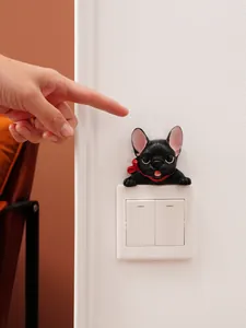 Cute black French Bulldog resin light switch sticker wall decoration for home decor