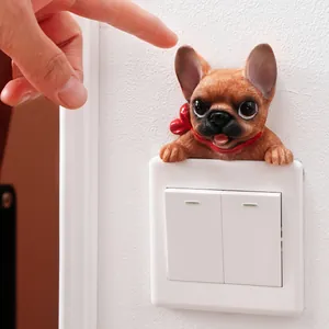 3D resin French Bulldog puppy wall sticker decoration for home light switch cover
