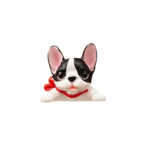 Detailed French Bulldog resin wall sticker figurine for home light switch decoration