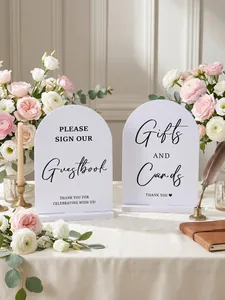 Eleganti cartelli da matrimonio ad arco bianchi per libro degli ospiti e regali