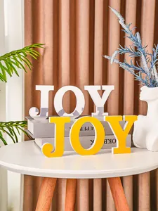 Decorative JOY letter sign set with mirrored and yellow finishes for home desk decor