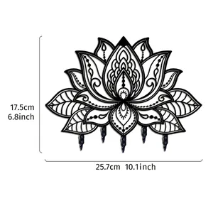 Schwarzer Lotus-Schlüsselhalter für die Wand mit Maßen 17,5 cm Höhe und 25,7 cm Breite