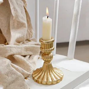 Candelabro de resina oro antiguo con diseño de columna romana vintage para decoración