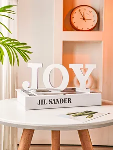 Modern white mirror finish JOY letters ornament for creative home desktop decoration setup