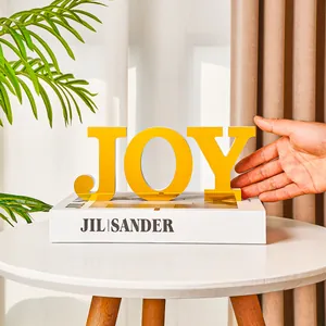 Creative yellow mirror JOY letter ornament for modern home and desktop decoration