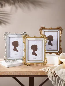 Set aus drei verzierten Harz-Fotorahmen in Gold und Silber, Vintage-Stil, Größe 5x7 Zoll.