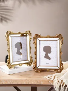 Elegante verzierte goldene Fotorahmen im französischen Stil aus Harz für 13x18 cm Bilder